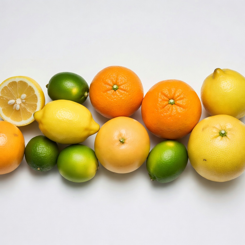 Lemons Oranges Limes on White Background Lemons Oranges Limes on White Background