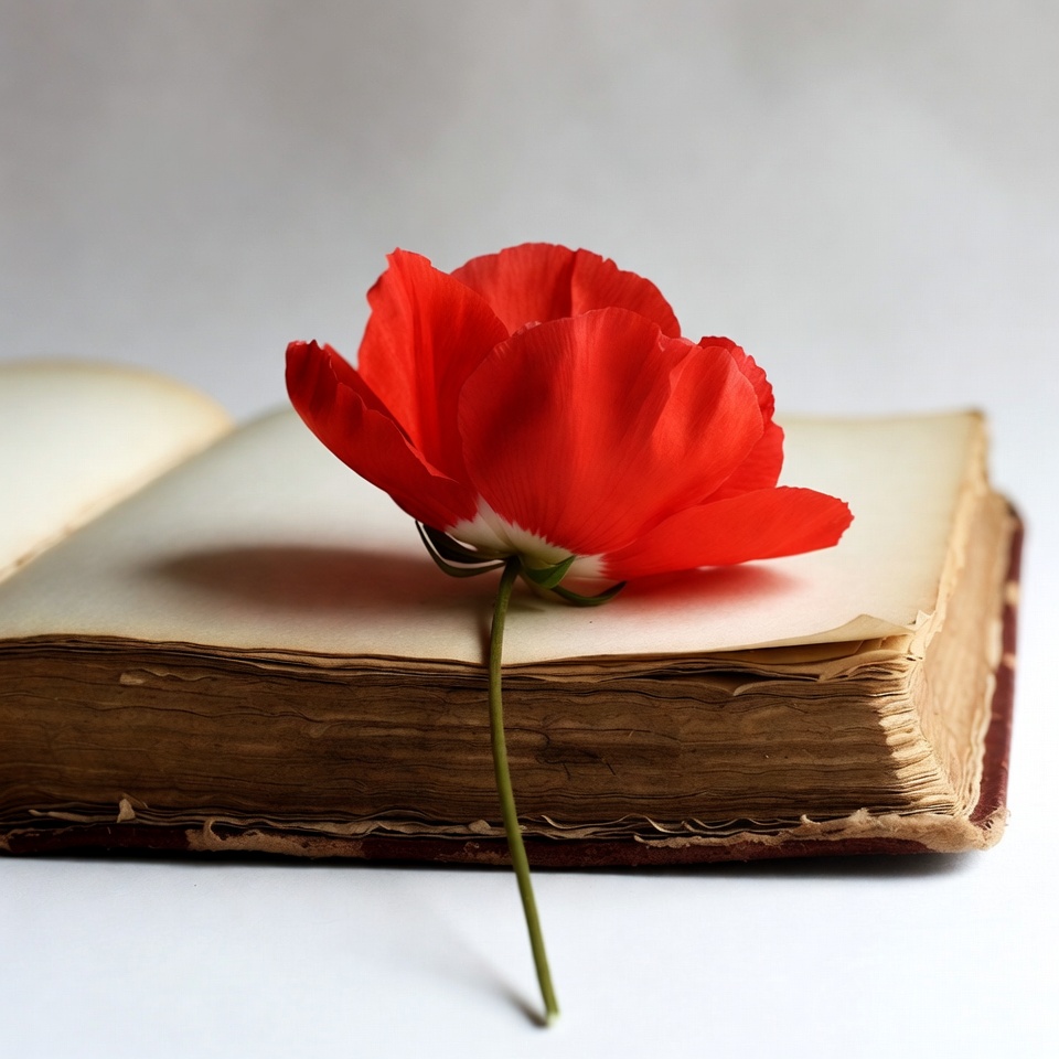 Red Poppy on Open Book Red Poppy on Open Book