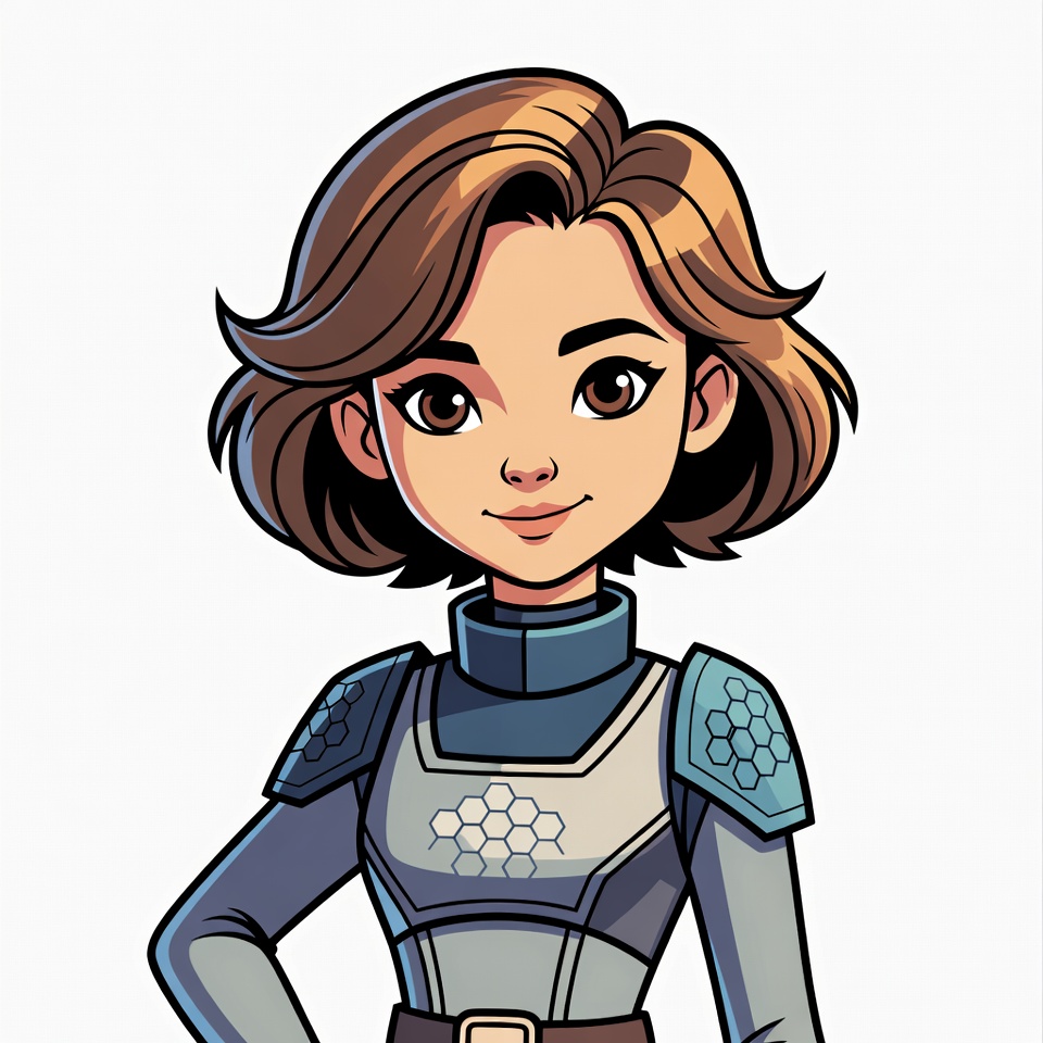 Cartoon Asian woman in sci-fi armor Cartoon Asian woman in sci-fi armor