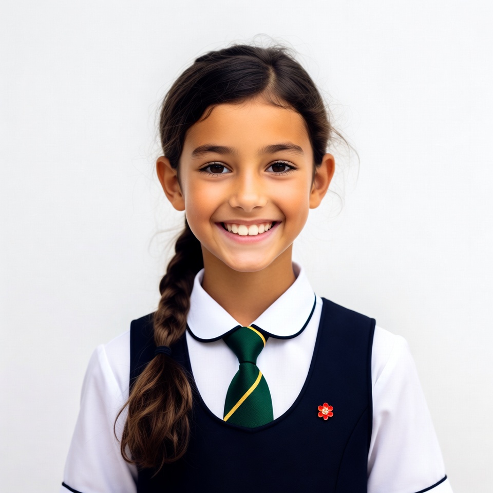 Smiling girl in school uniform Smiling girl in school uniform