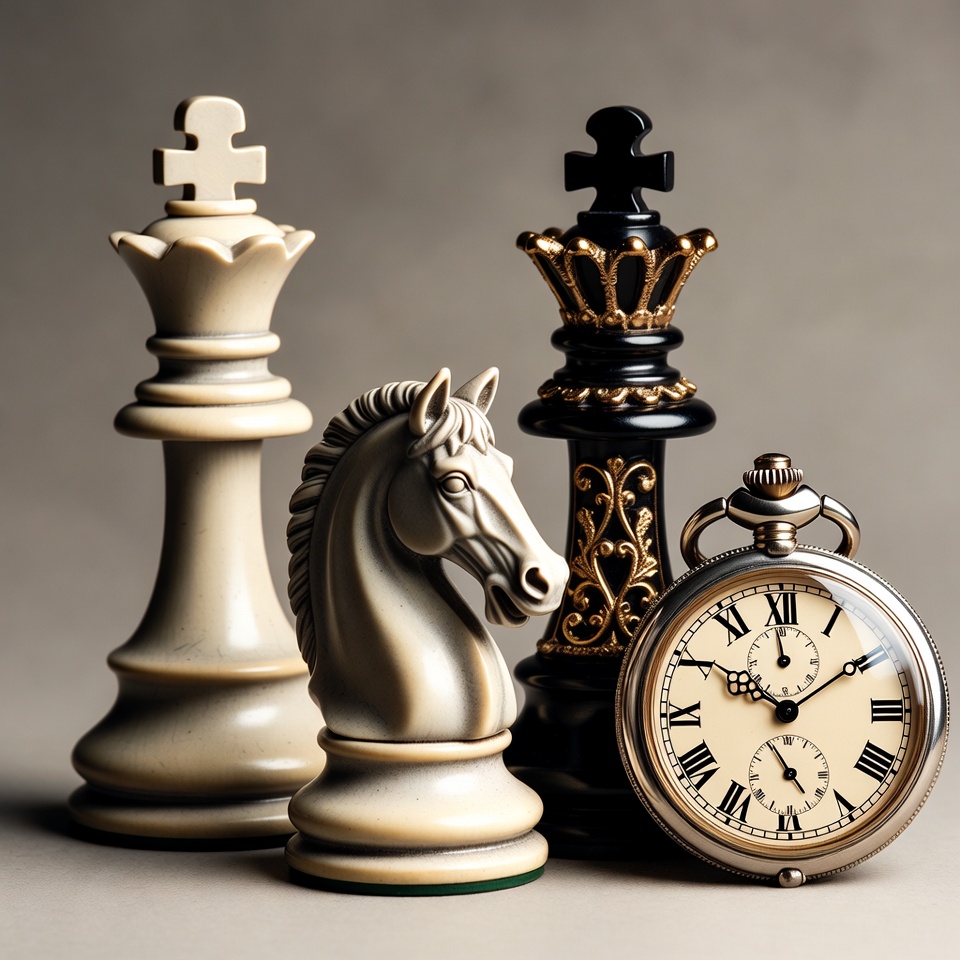 Chess King Queen Knight Pocket Watch Chess King Queen Knight Pocket Watch