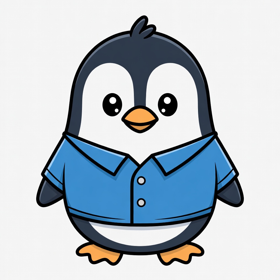 Cartoon penguin wearing blue shirt Cartoon penguin wearing blue shirt