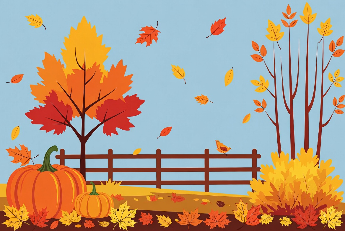Autumn Pumpkins by Wooden Fence Autumn Pumpkins by Wooden Fence