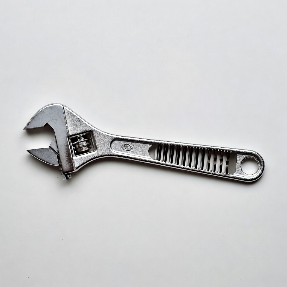 Silver adjustable wrench isolated Silver adjustable wrench isolated