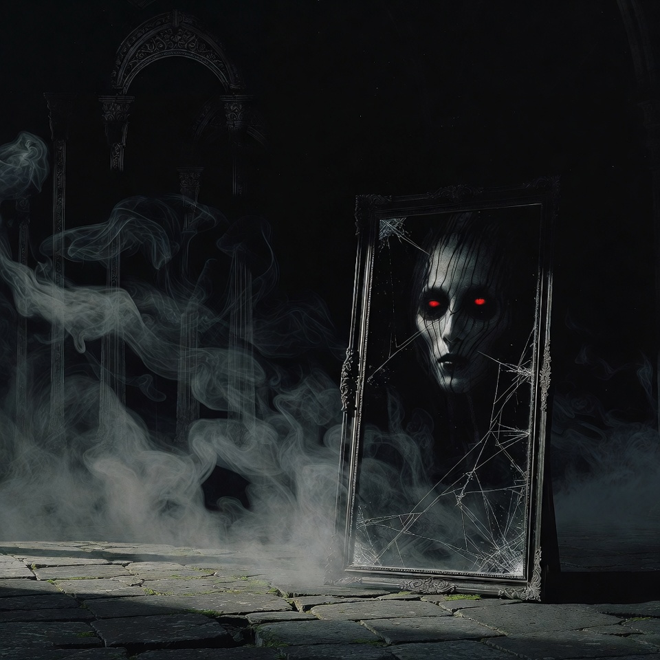 Ghostly Woman in Cracked Mirror Ghostly Woman in Cracked Mirror