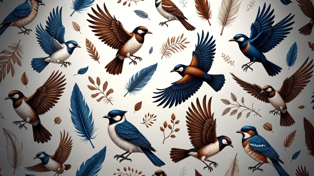 Colorful Flying Sparrows Seamless Pattern Colorful Flying Sparrows Seamless Pattern