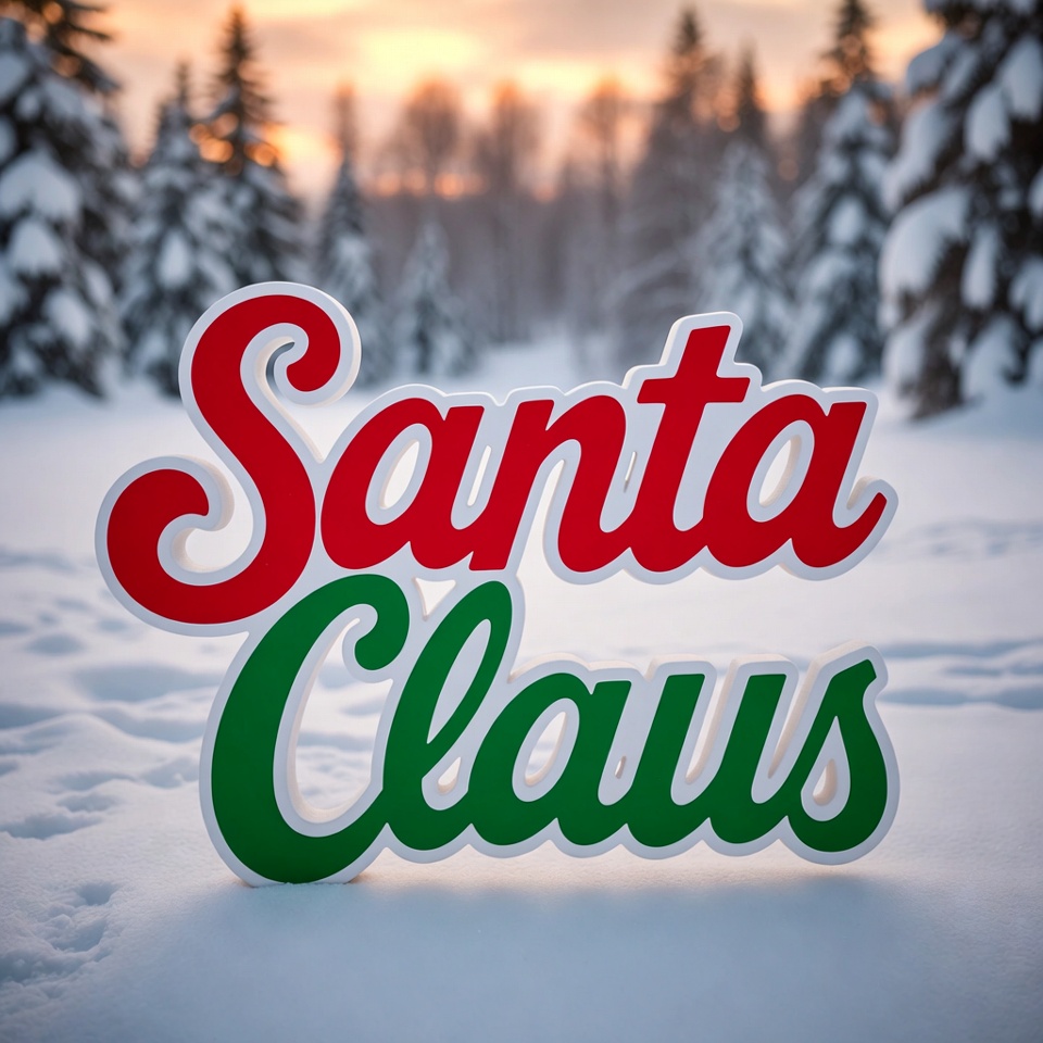 Santa Claus Sign in Snowy Forest Santa Claus Sign in Snowy Forest