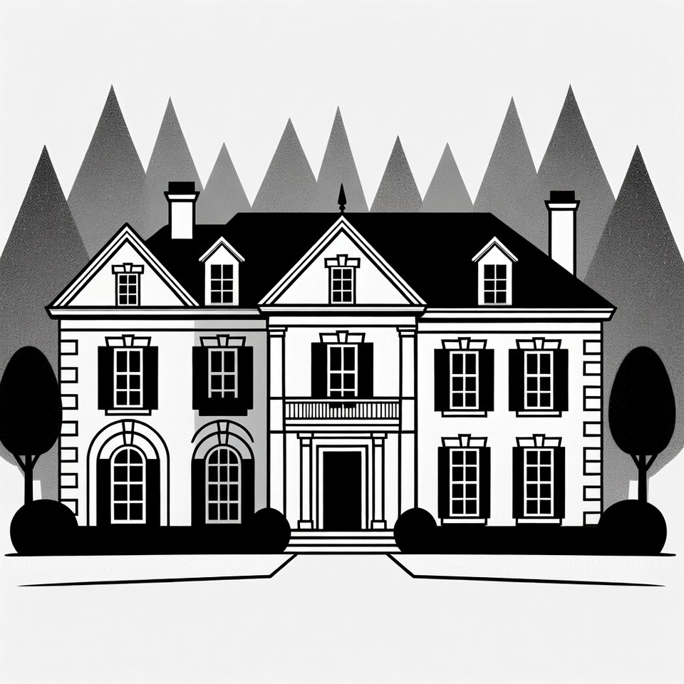 Large Mansion with Mountains Clipart Large Mansion with Mountains Clipart