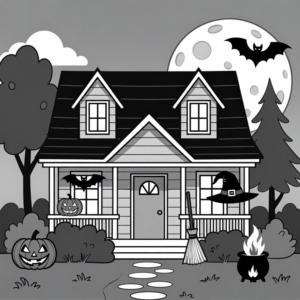 Spooky Halloween House Illustration Spooky Halloween House Illustration