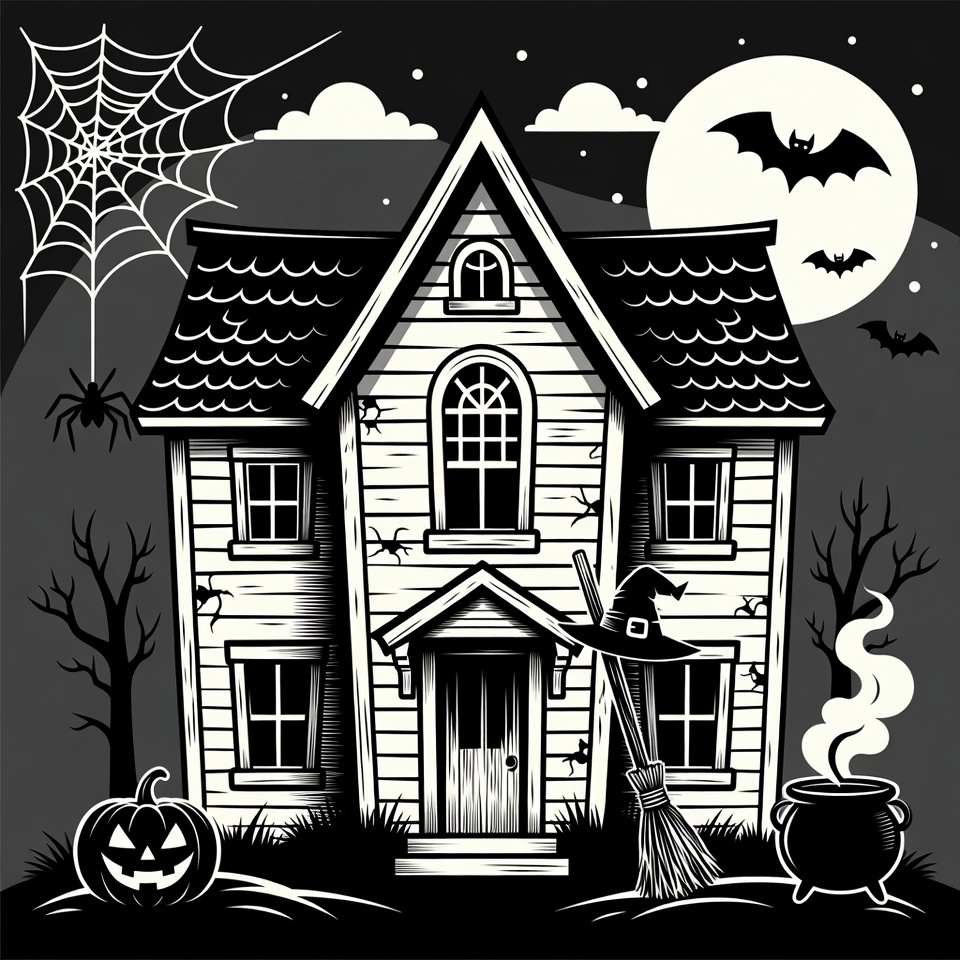 Spooky Haunted House Halloween Illustration Spooky Haunted House Halloween Illustration