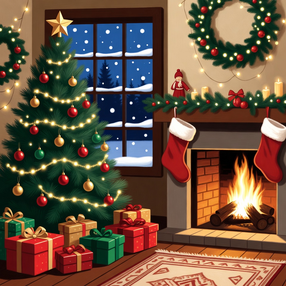 Cozy Christmas Living Room with Tree Cozy Christmas Living Room with Tree