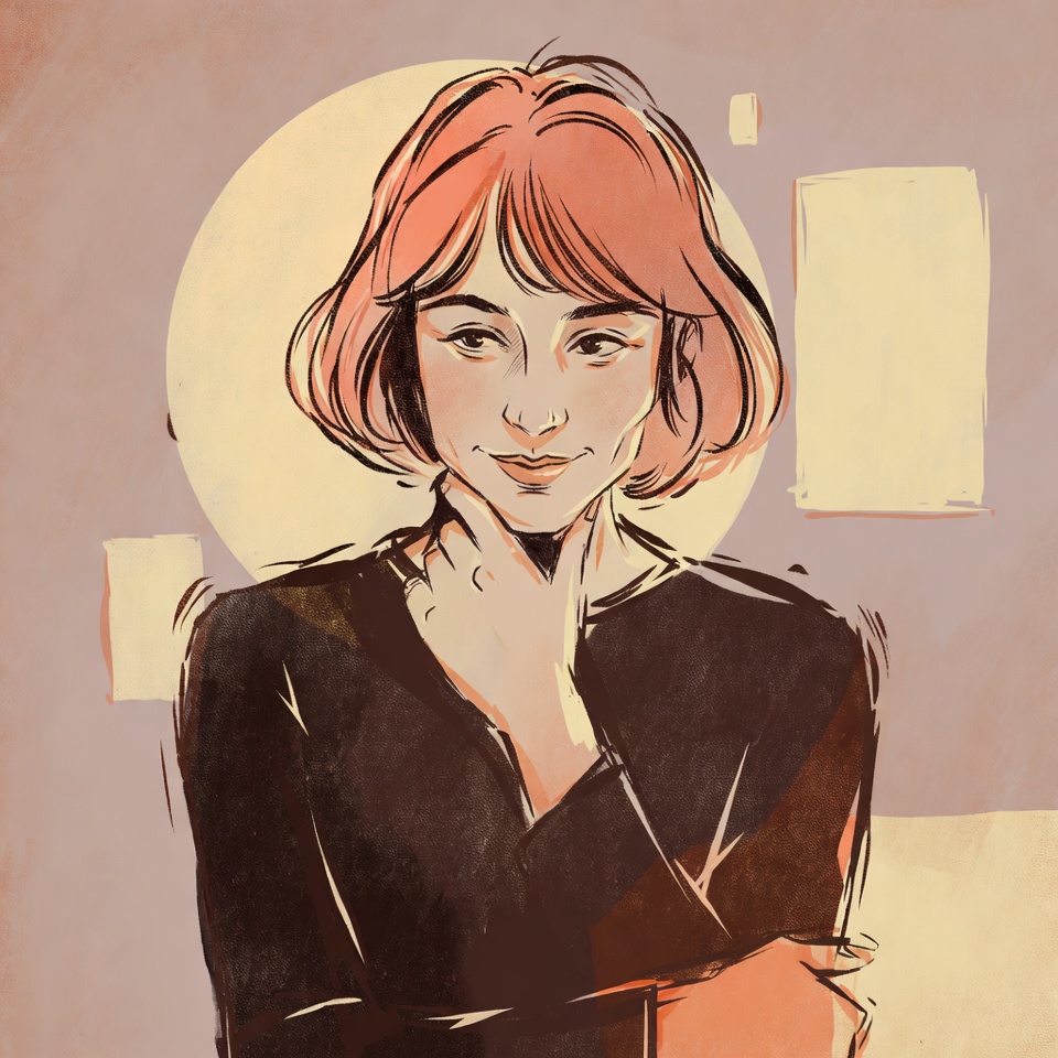 Woman with hand on chin illustration Woman with hand on chin illustration