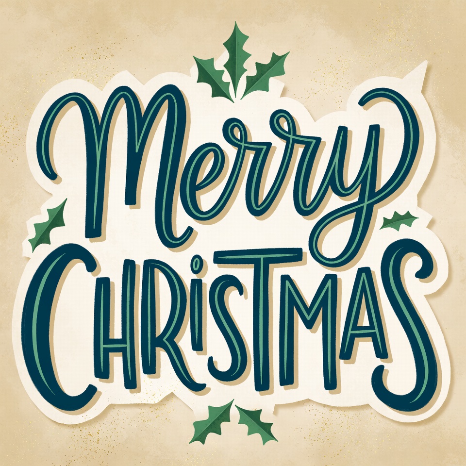 Merry Christmas Holly Illustration Merry Christmas Holly Illustration