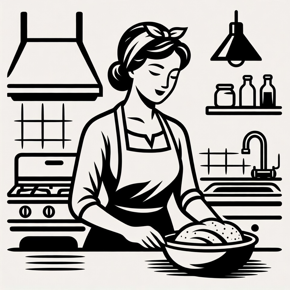 Woman kneading dough in kitchen Woman kneading dough in kitchen