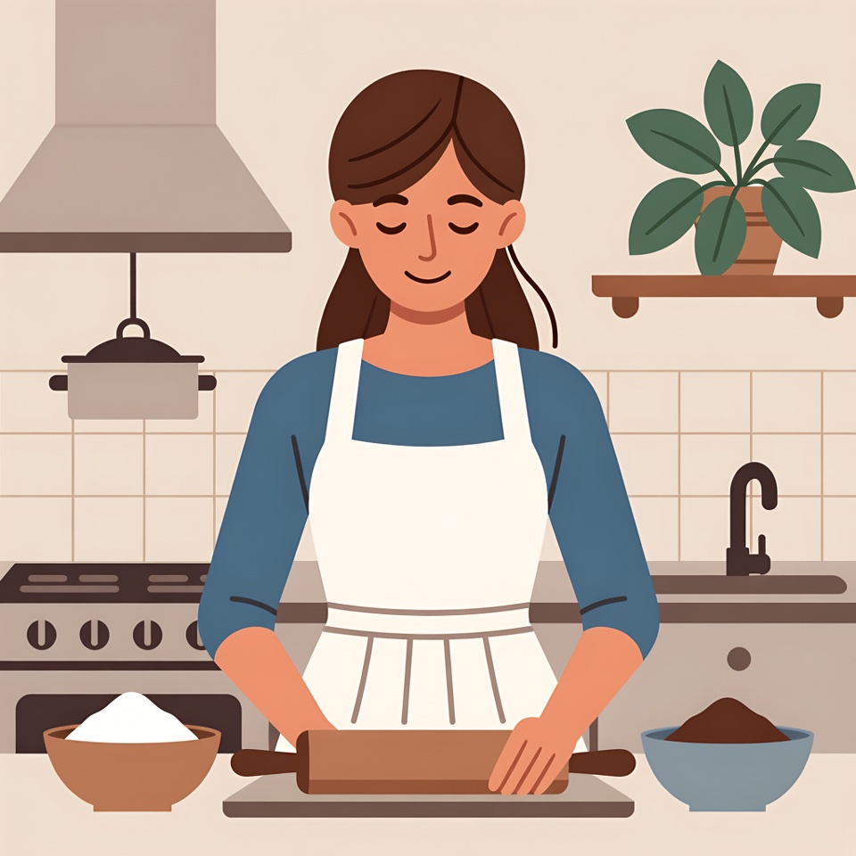 Woman rolling dough in kitchen Woman rolling dough in kitchen