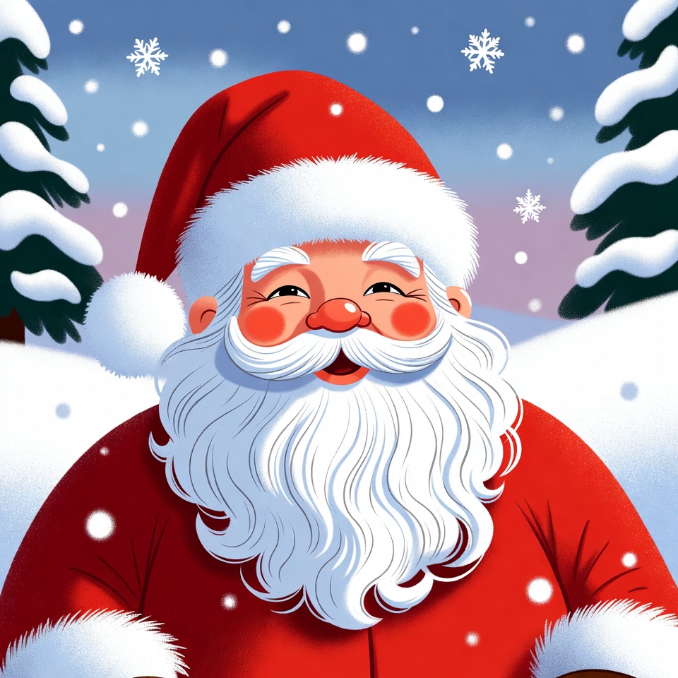 Smiling Santa Claus in Snowy Forest Smiling Santa Claus in Snowy Forest