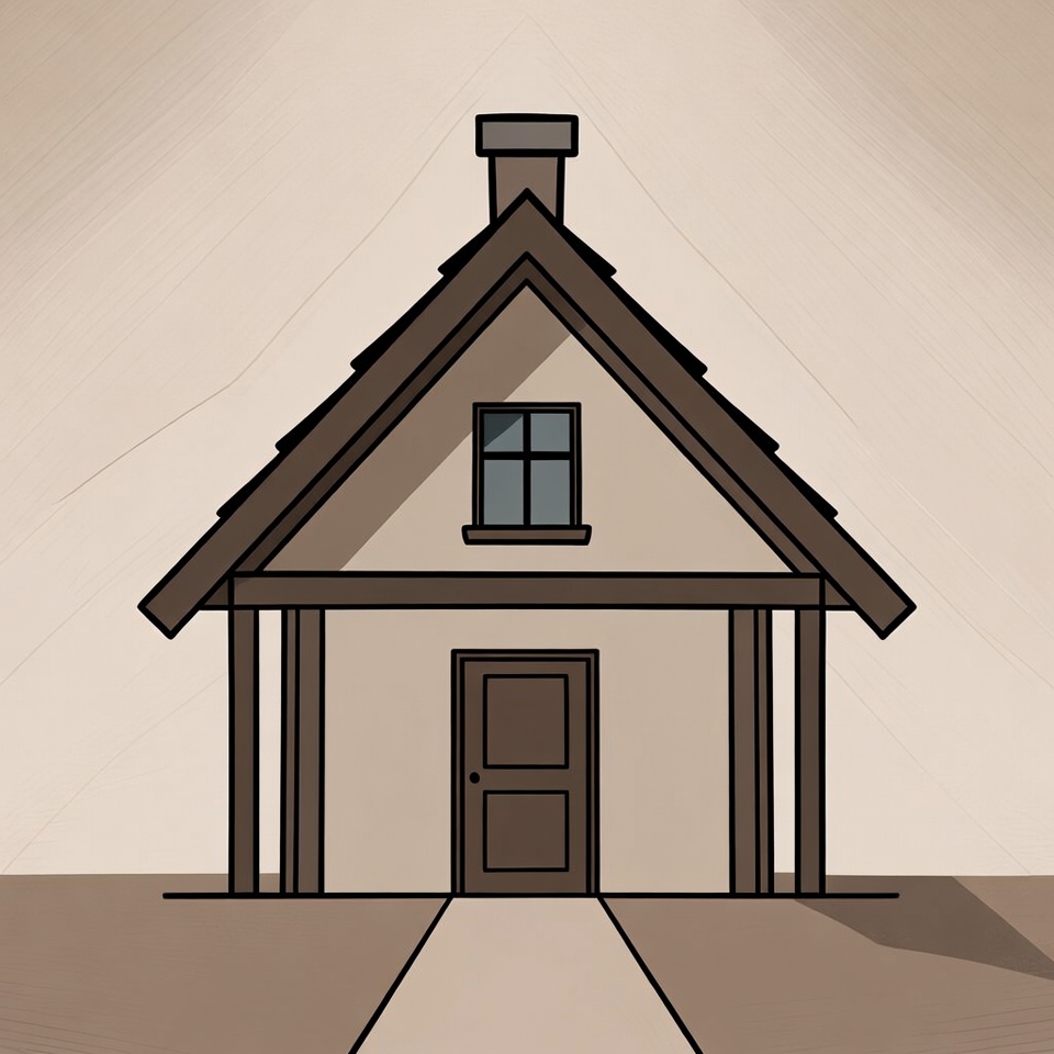 Cartoon Brown House with Porch Cartoon Brown House with Porch