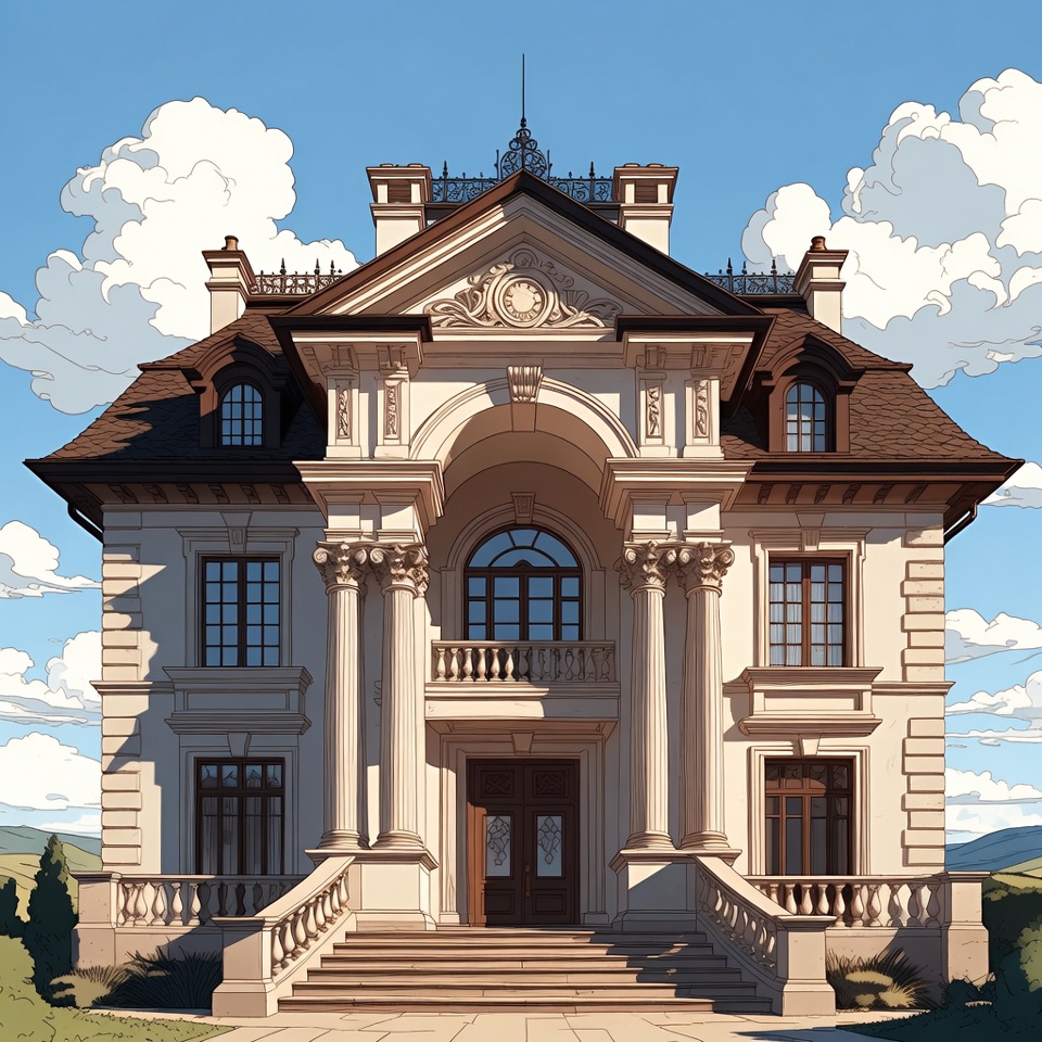 Luxurious Mansion with Columns Luxurious Mansion with Columns