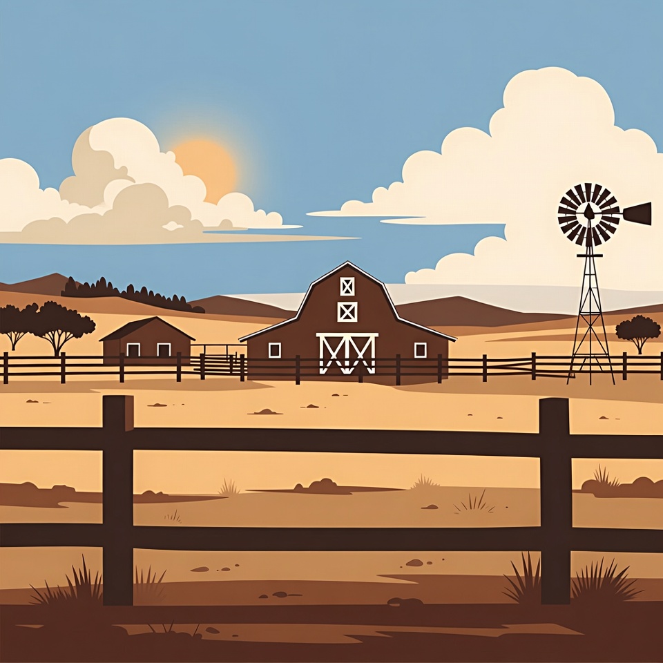 Farm with Barn and Windmill Farm with Barn and Windmill