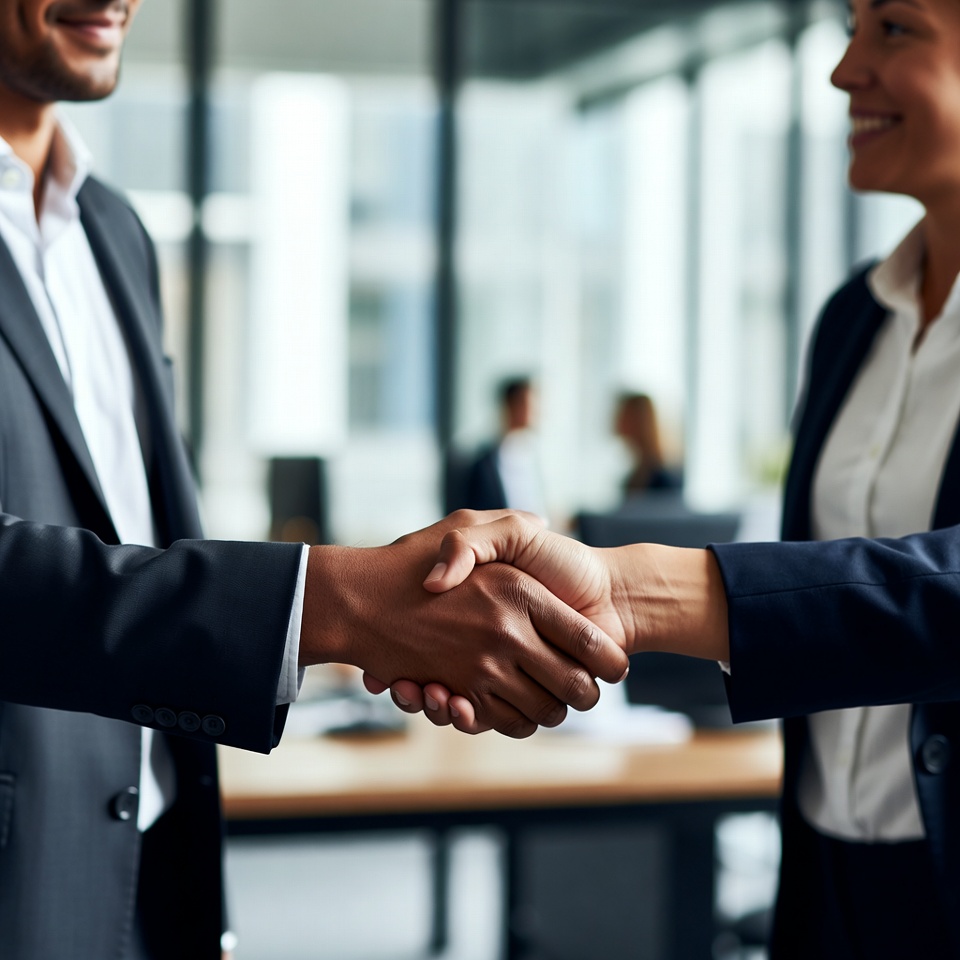 Businessman and businesswoman shaking hands Businessman and businesswoman shaking hands