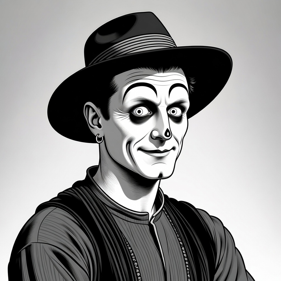 Creepy man in hat illustration Creepy man in hat illustration