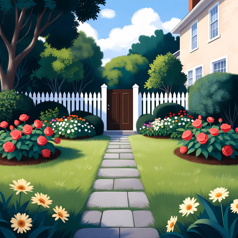 Garden Path to White House Illustration Garden Path to White House Illustration