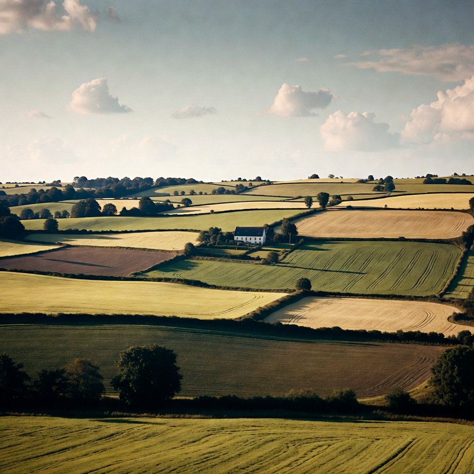 Irish Countryside Fields with White Cottage Irish Countryside Fields with White Cottage