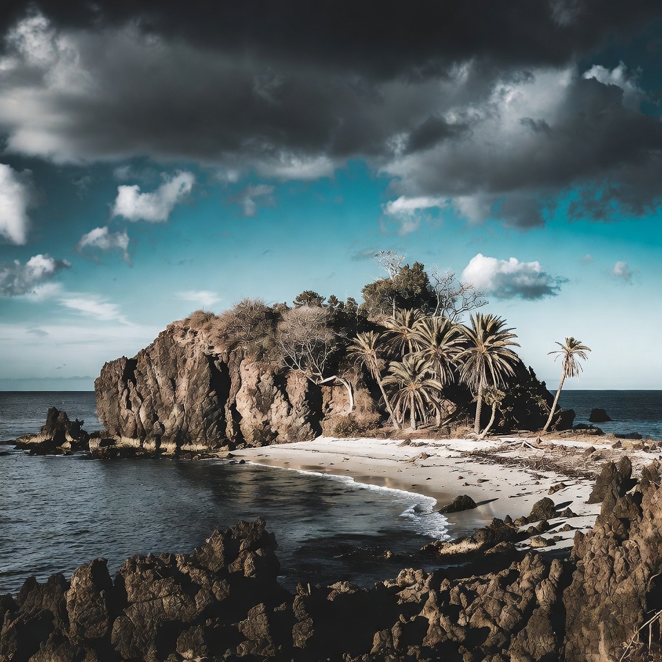 Tropical Island with Palm Trees and Beach Tropical Island with Palm Trees and Beach
