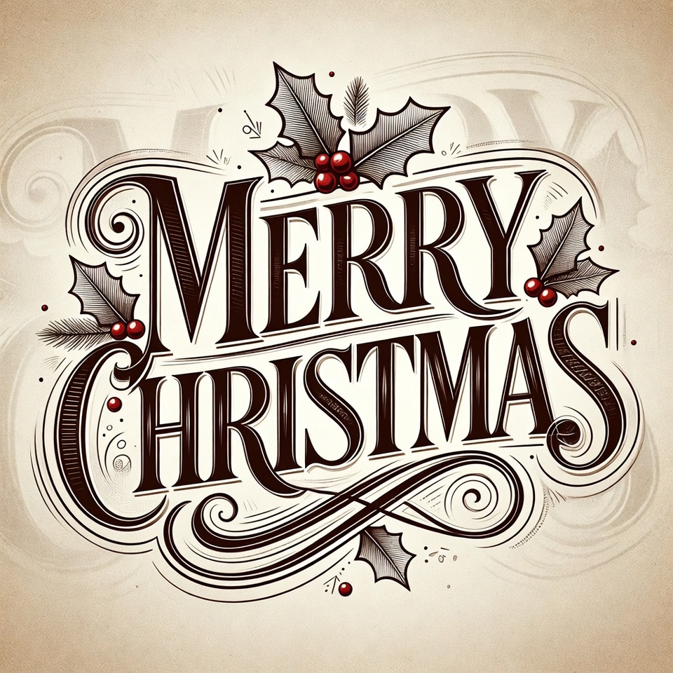 Merry Christmas Holly Illustration Merry Christmas Holly Illustration