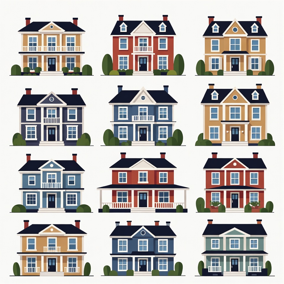 Colorful Houses Illustration Set Colorful Houses Illustration Set