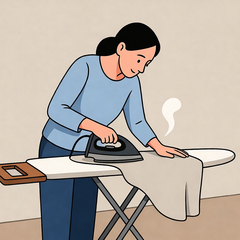 Asian woman ironing clothes Asian woman ironing clothes