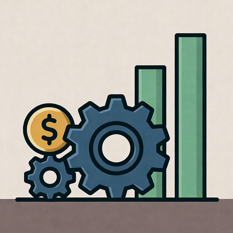 Gears Money and Growth Chart Illustration Gears Money and Growth Chart Illustration