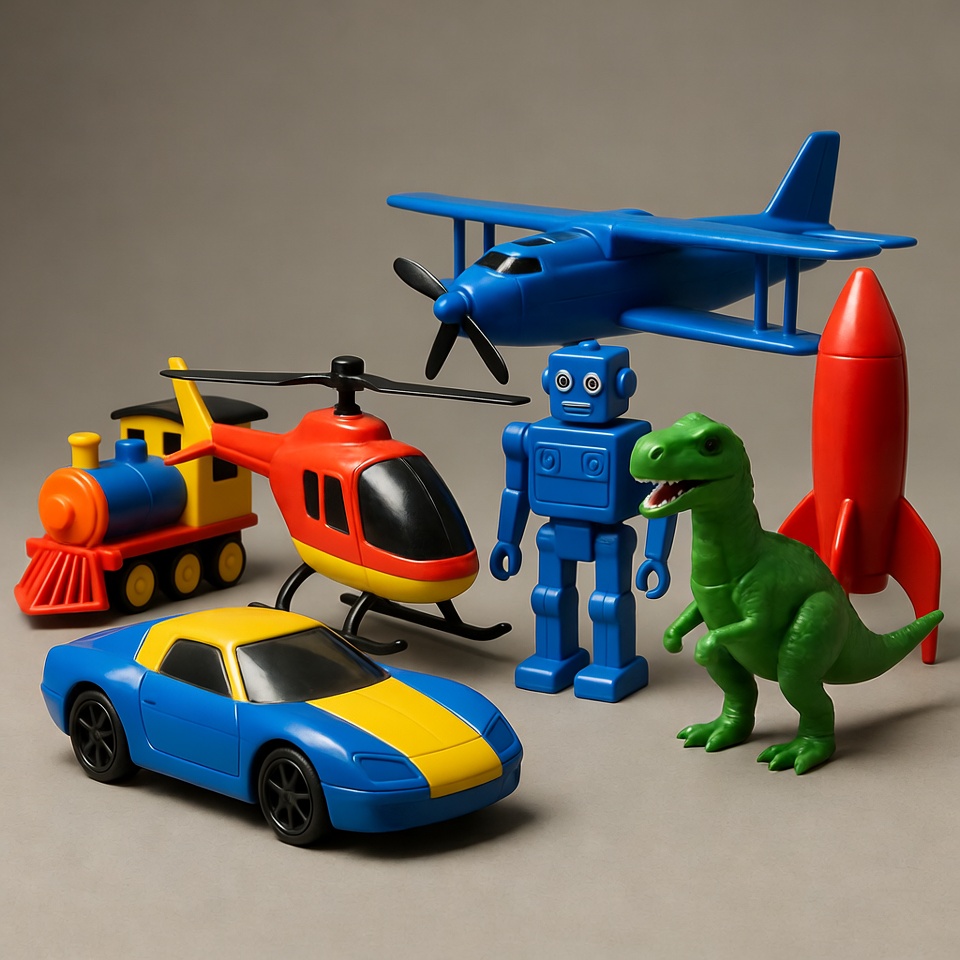 Colorful plastic toys arranged together Colorful plastic toys arranged together