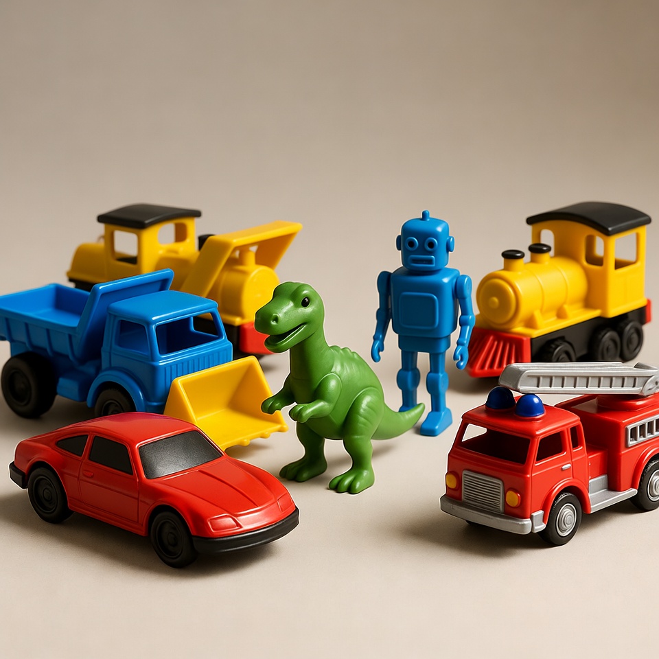 Colorful Toy Vehicles and Dinosaur Colorful Toy Vehicles and Dinosaur