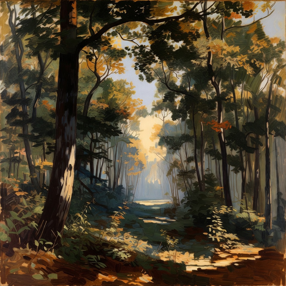 Autumn Forest Path with Sunlight Autumn Forest Path with Sunlight