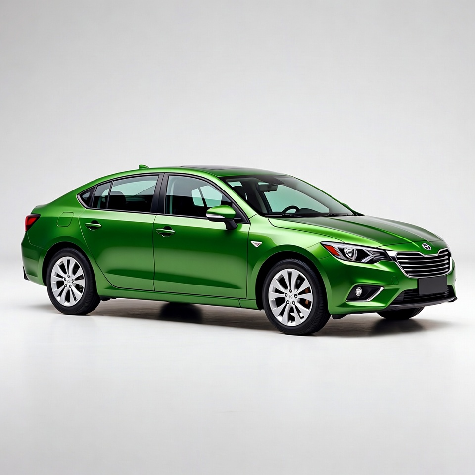 Green Hyundai Sedan on White Background Green Hyundai Sedan on White Background