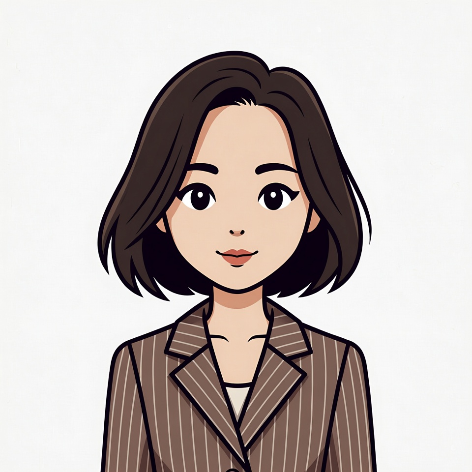 Asian woman in pinstripe suit illustration Asian woman in pinstripe suit illustration