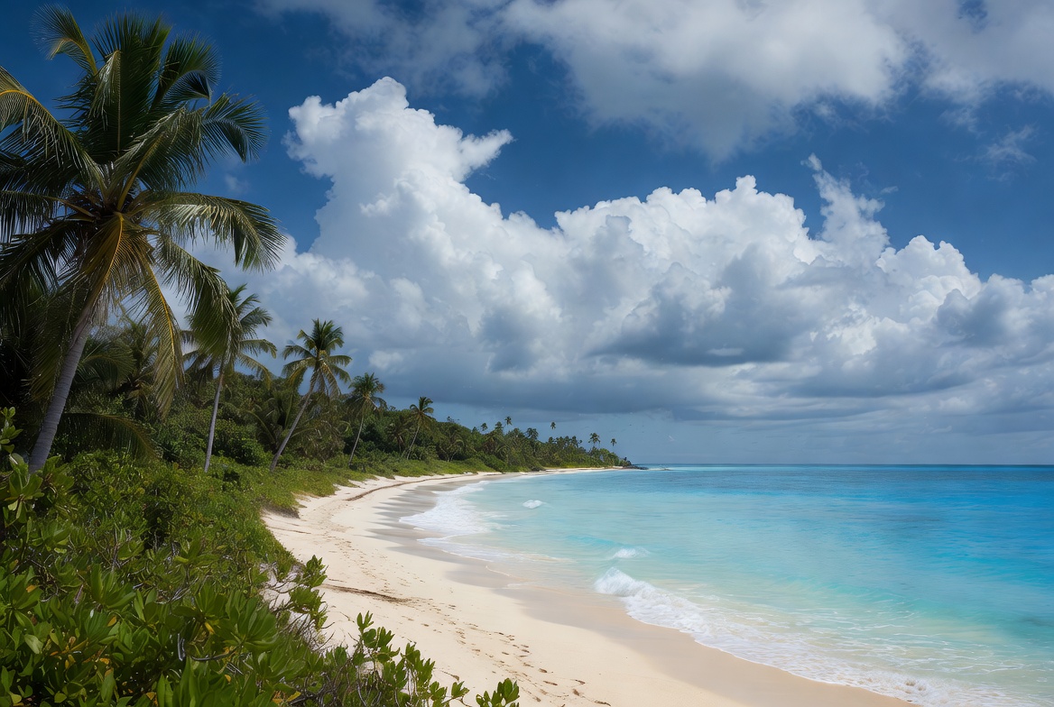 Tropical beach with palm trees Tropical beach with palm trees
