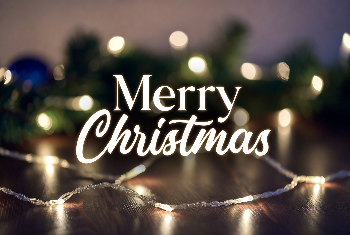 Merry Christmas Text with Lights Merry Christmas Text with Lights