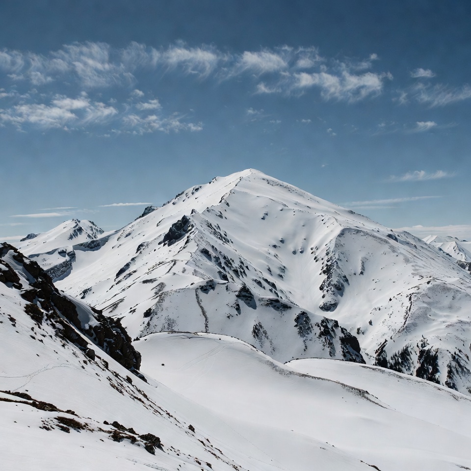 Snowy Mountain Peak Under Blue Sky Snowy Mountain Peak Under Blue Sky