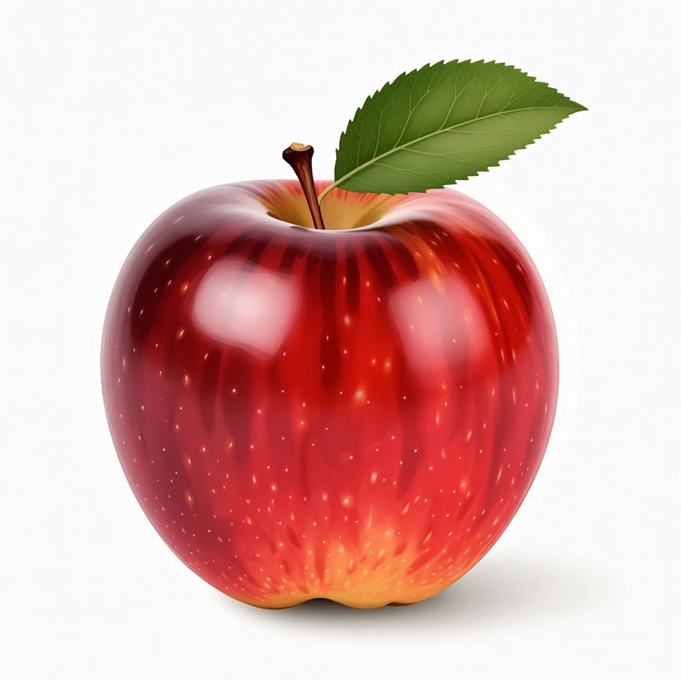 Red apple with green leaf Red apple with green leaf