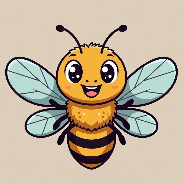 Cute cartoon smiling bee Cute cartoon smiling bee