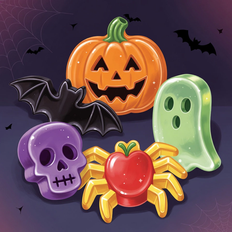 Halloween Candy Illustration with Jack-o'-lantern Halloween Candy Illustration with Jack-o'-lantern