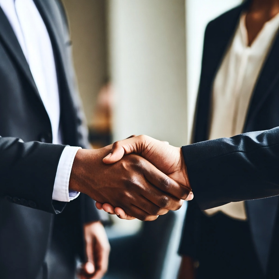 African-American man woman handshake African-American man woman handshake
