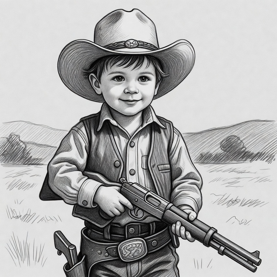 Cowboy boy holding rifle Cowboy boy holding rifle