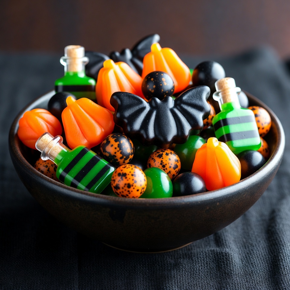 Halloween Candy in Black Bowl Halloween Candy in Black Bowl