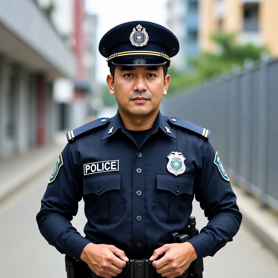 Asian police officer in uniform Asian police officer in uniform