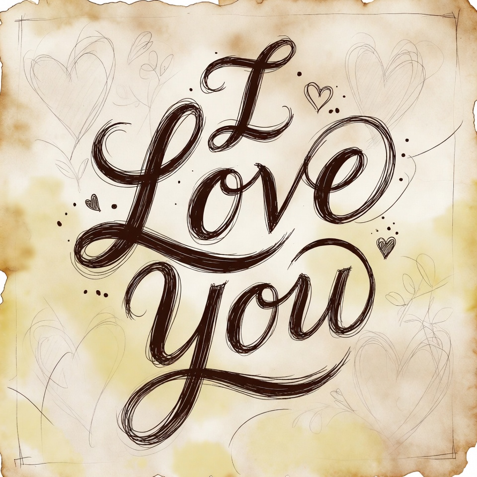 I Love You Handwritten Illustration I Love You Handwritten Illustration