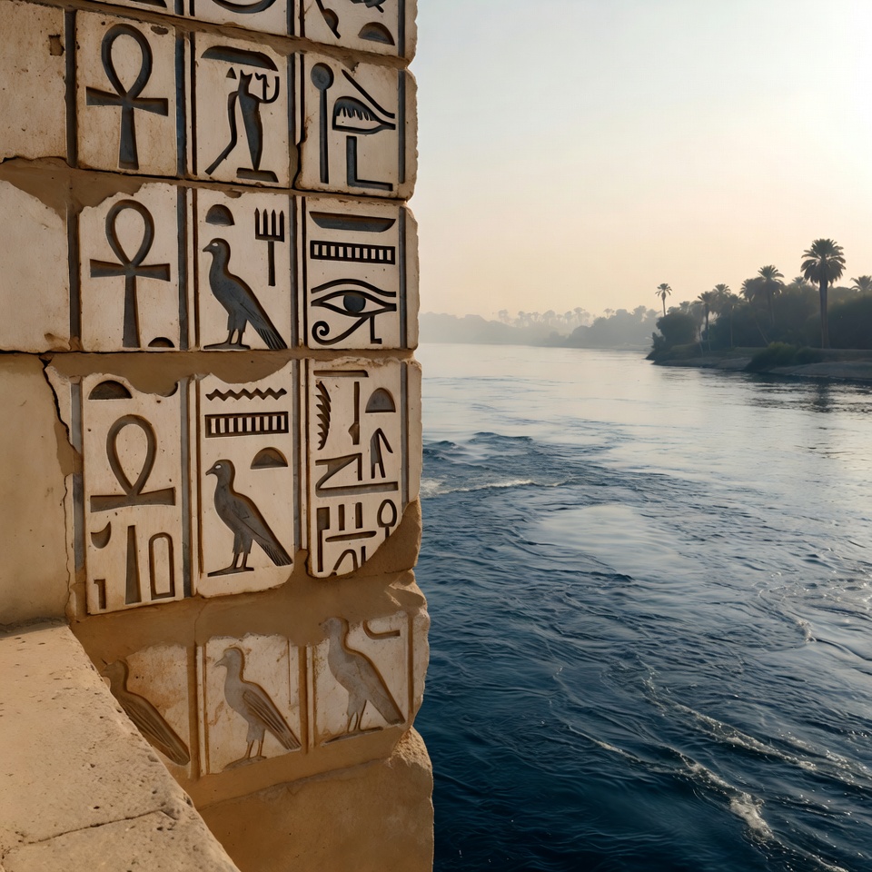 Ancient Egyptian Hieroglyphs by Nile River Ancient Egyptian Hieroglyphs by Nile River