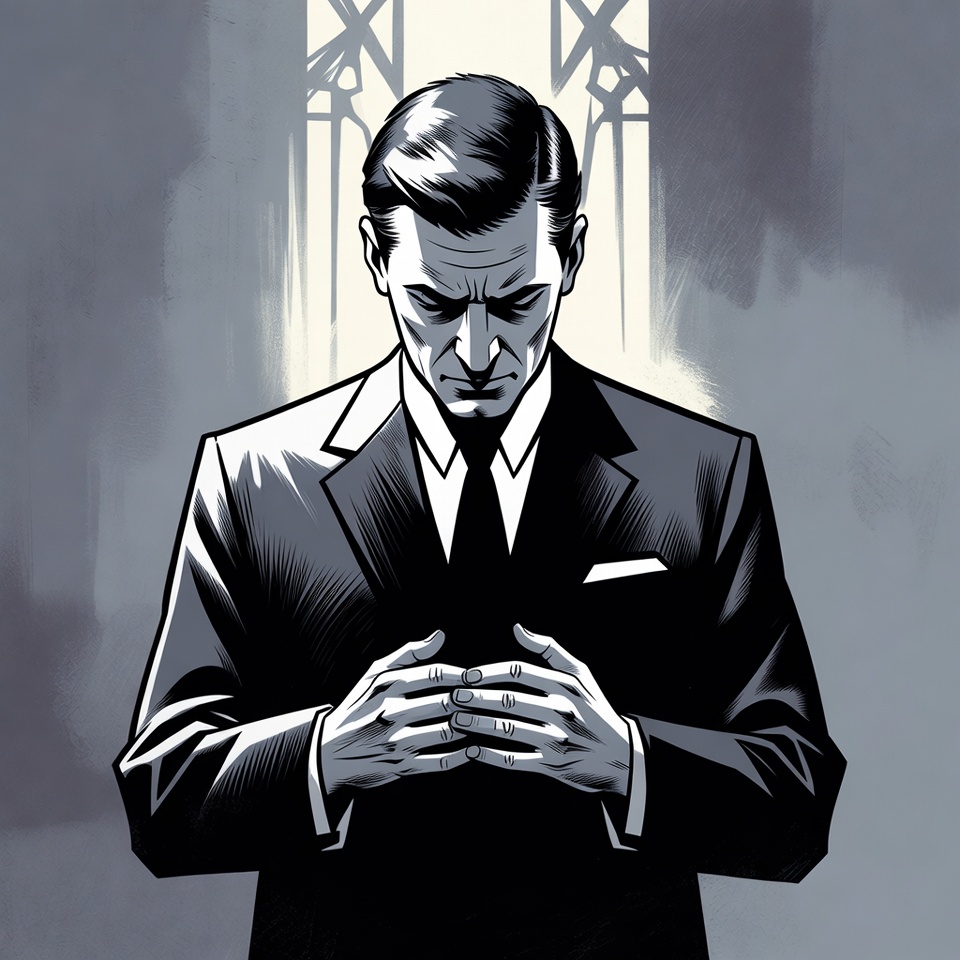 Man in suit clasping hands Man in suit clasping hands